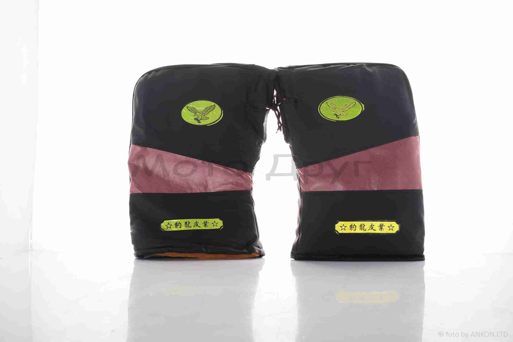 Рукавицы (варежки) на руль зимние бордовая вставка