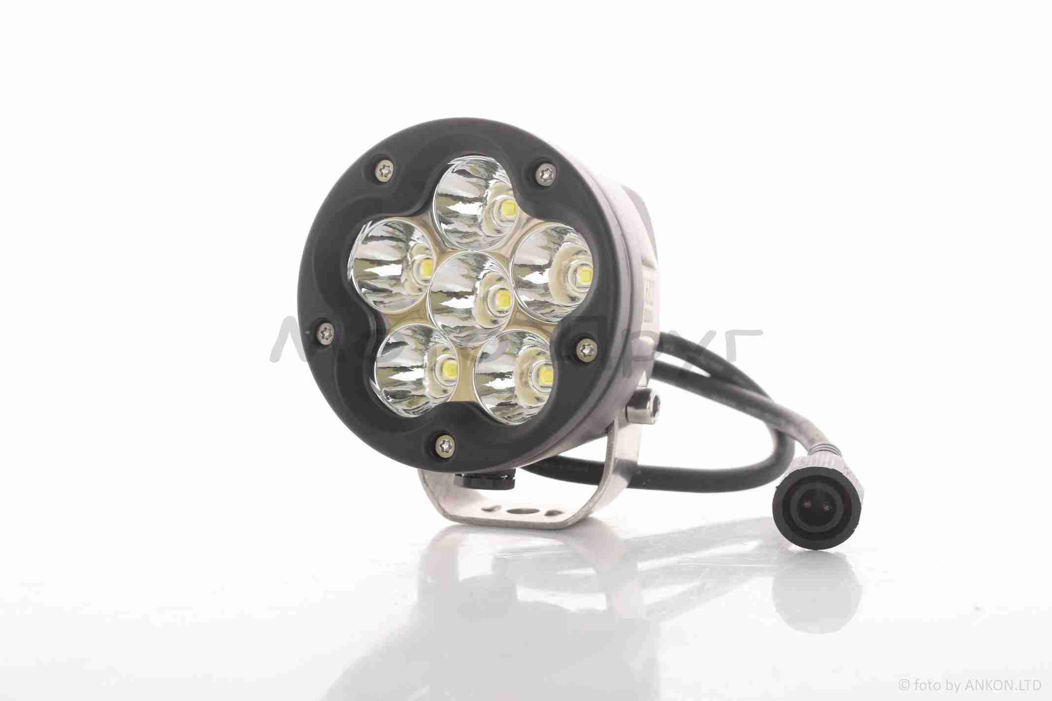 Фара дополнительная диодная, круглая d80, круглое крепление #S6-4G1