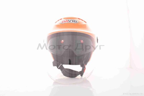 Шолом відкритий (мото 50cc/вело/самокат)  "DAVID"  (#S327, помаранчевий, регулятор розміру, окуляри, ABS) - Зображення 3