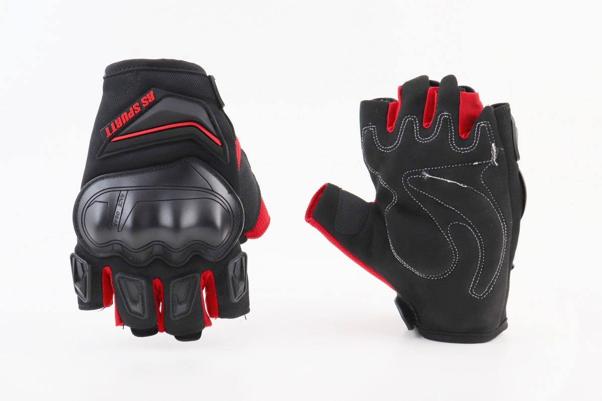 Перчатки мотоциклетные без пальцев XL-Чёрно-Красные, тип 2