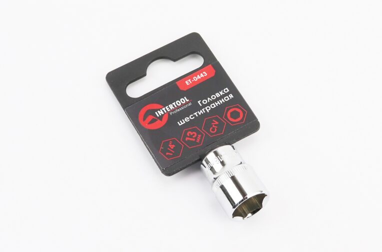 Головка торцева 6-гранна 1/4″ 13мм CrV ET-0443