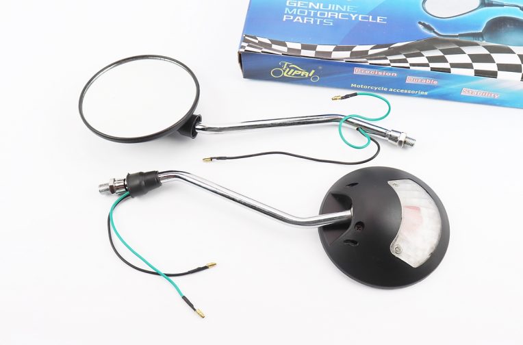 Дзеркала к-кт Круглі-чорні “Delta” з поворотами на “хром” ніжці, м10