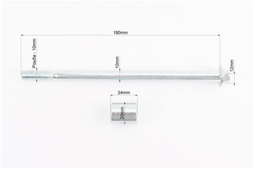 Ось переднего колеса d10mm; L180mm + втулка, гайка — изображение 2