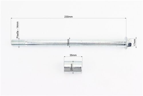 Ось заднего колеса d15mm; L230mm + втулка, гайка — изображение 2