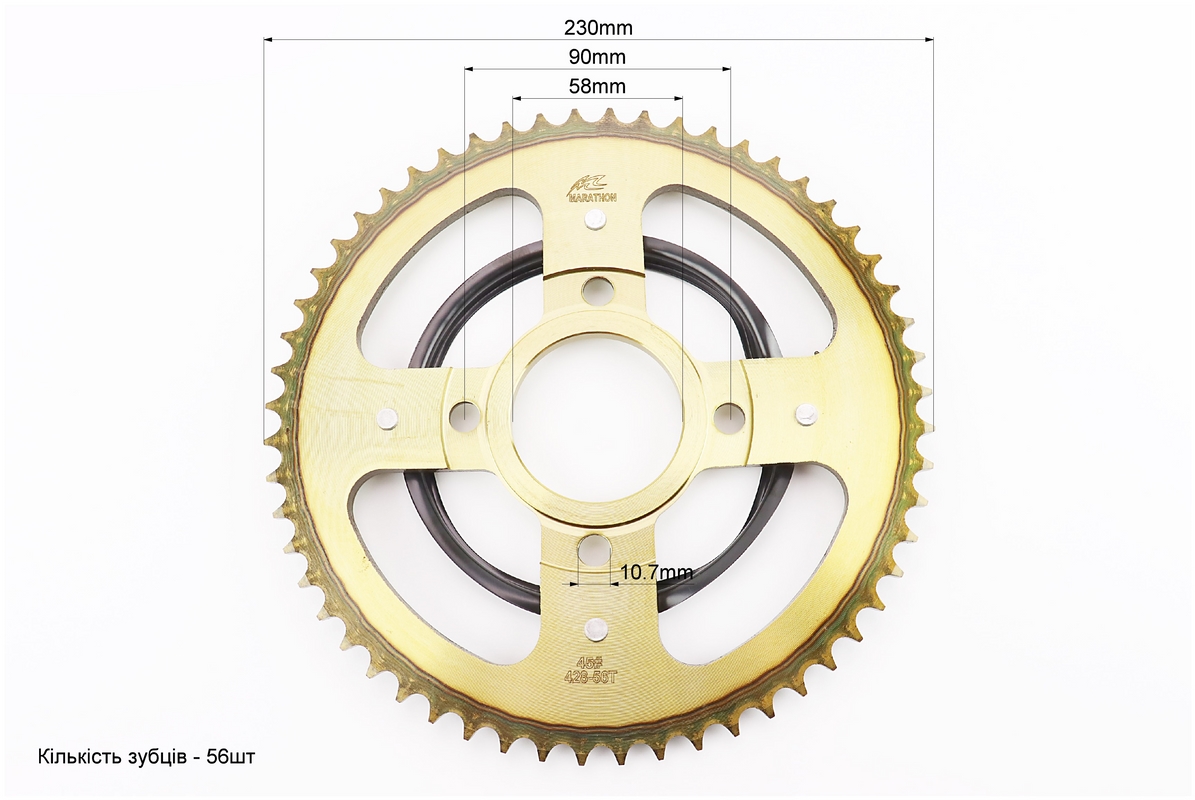 Звезда задняя GLPRO - 428-56T - d=58; 4отв.*90mm "каленая" V200R — изображение 3