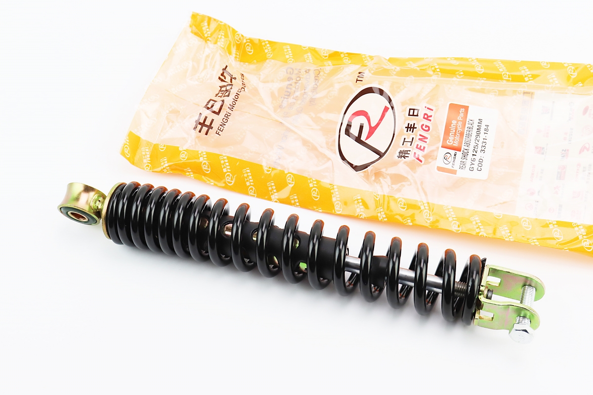 Амортизатор задній GY6/Honda - 290мм*d43мм (втулка 10мм / вилка 8мм), чорний, від 3шт -8%