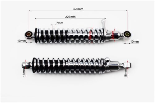 Амортизатор задній 320mm * d50mm (втулка 10mm / втулка 10mm) з важелем регулир., хром к-кт 2шт - Зображення 2