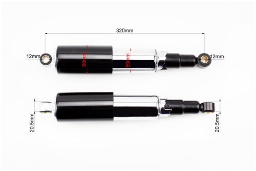 Амортизатор задний 320mm*d60mm (втулка 12mm / втулка 12mm) закрытый регулир., черный к-кт 2шт — изображение 2