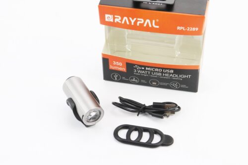 Фонарь передний 1 диод 350 lumen алюминиевый, Li-ion 3.7V 1200mAh зарядка от USB, влагозащитный, серый RPL-2289