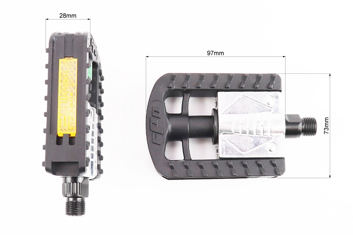 Педалі FOLDING складні 9/16" (109x74x29mm) пластико-алюминієві, чорно-сірі NW-306P - Зображення 2