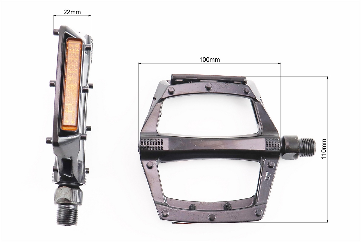 Педалі MTB широкі 9/16" (112x109x24mm) алюмінієві, чорні NWL-221 - Зображення 2