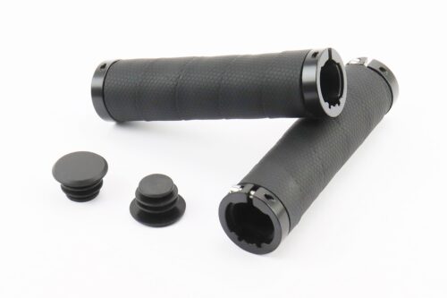 Ручки руля 130мм с зажимом Lock-On с двух сторон, экокожа, чёрные PU-192A