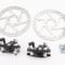 Гальмо Disk-brake переднє (F160/R140мм)+заднє (F180/R160мм), диски 160мм, кріпл. 6 болтів, чорні DX-2018