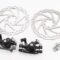 Гальмо Disk-brake переднє (F160/R140мм)+заднє (F180/R160мм), диски 160мм, кріпл. 6 болтів, чорні DX-2018, тип 1