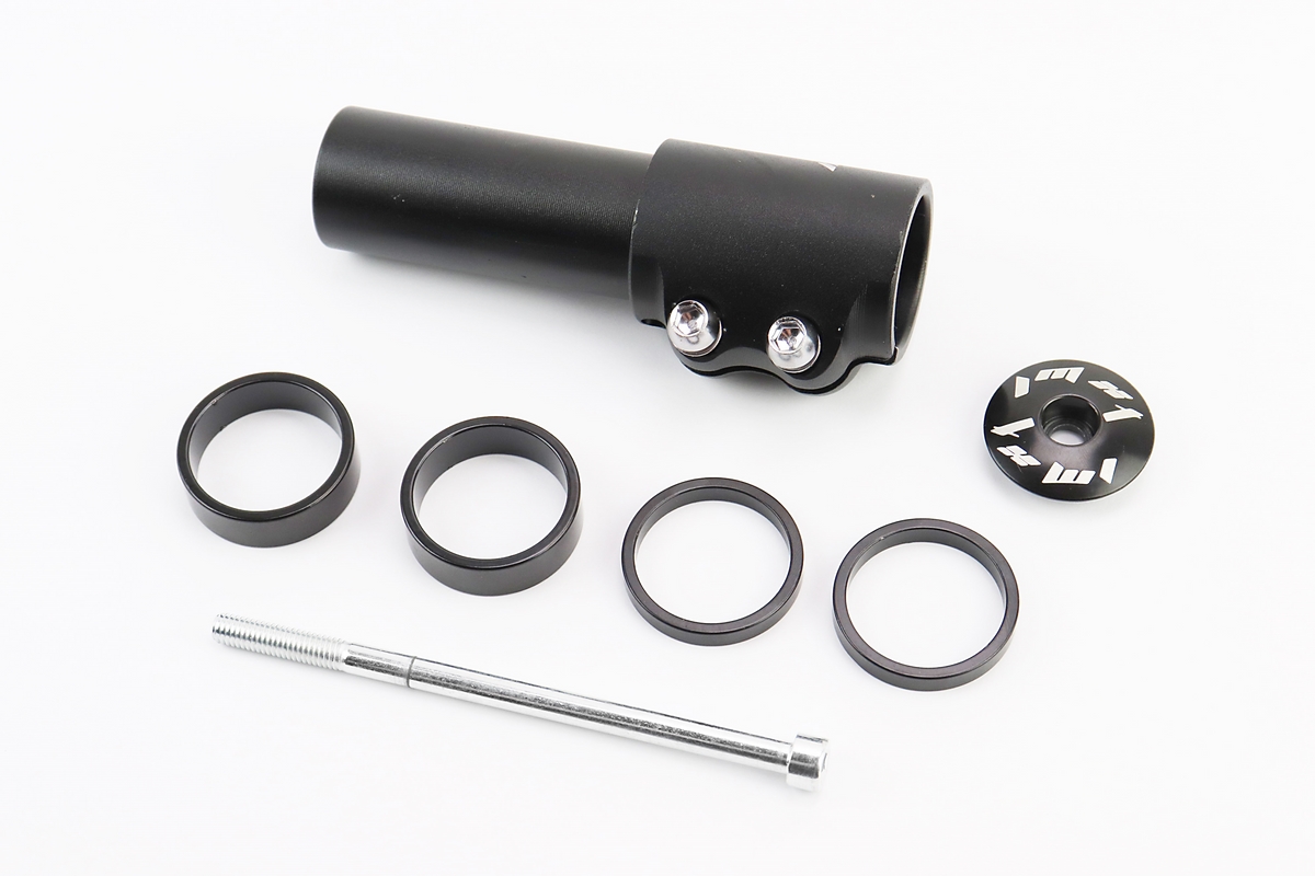 Удлинитель штока вилки 1 1/8” (28.6 мм)х117мм, алюминиевый, чёрный HR-117