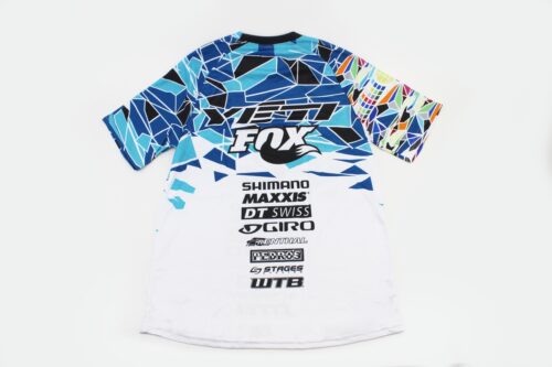 Футболка (Джерсі) чоловіча L-(Polyester 80% / Spandex 20%), короткі рукави, вільний крій, біло-синьо-чорна, НЕ оригінал - Зображення 2