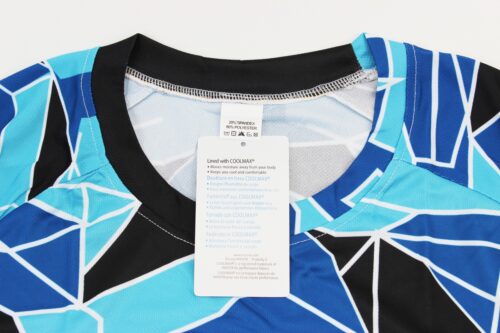Футболка (Джерсі) чоловіча L-(Polyester 80% / Spandex 20%), короткі рукави, вільний крій, біло-синьо-чорна, НЕ оригінал - Зображення 3