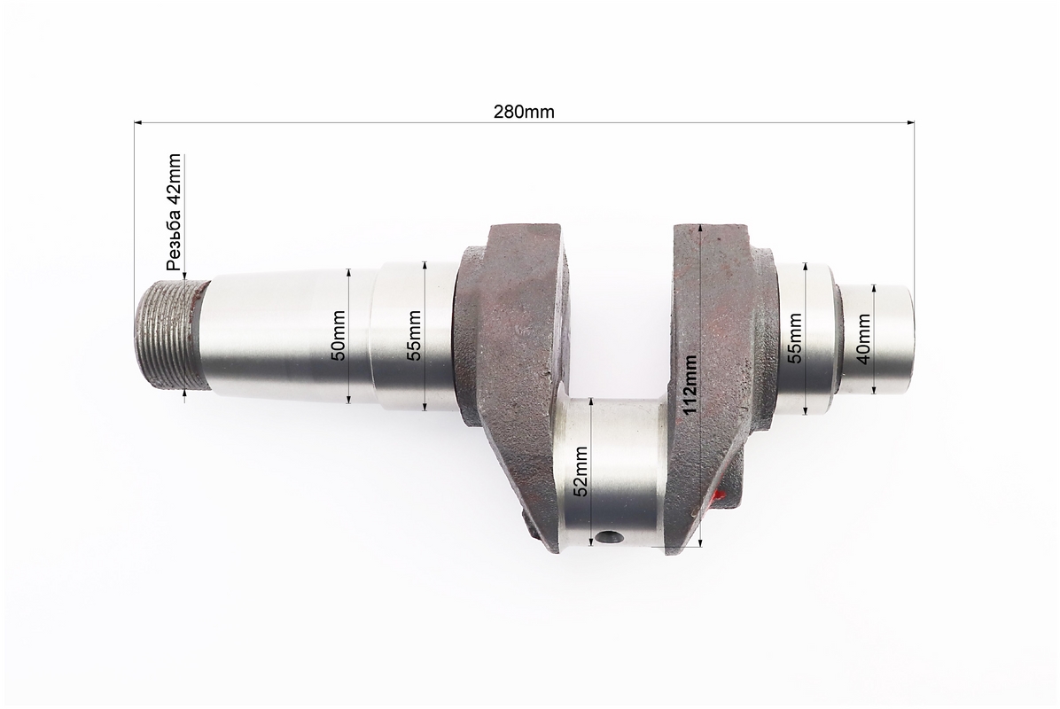 Коленвал R195NM (Dболта-М12x1,5, Dшейки-52mm, H-112mm) — изображение 3