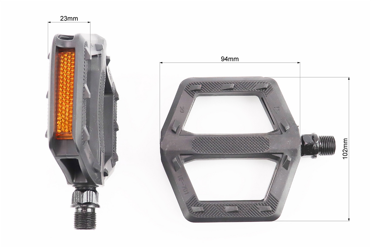 Педали BMX 9/16" (105x102x23mm) пластиковые, чёрные HF-701 — изображение 2