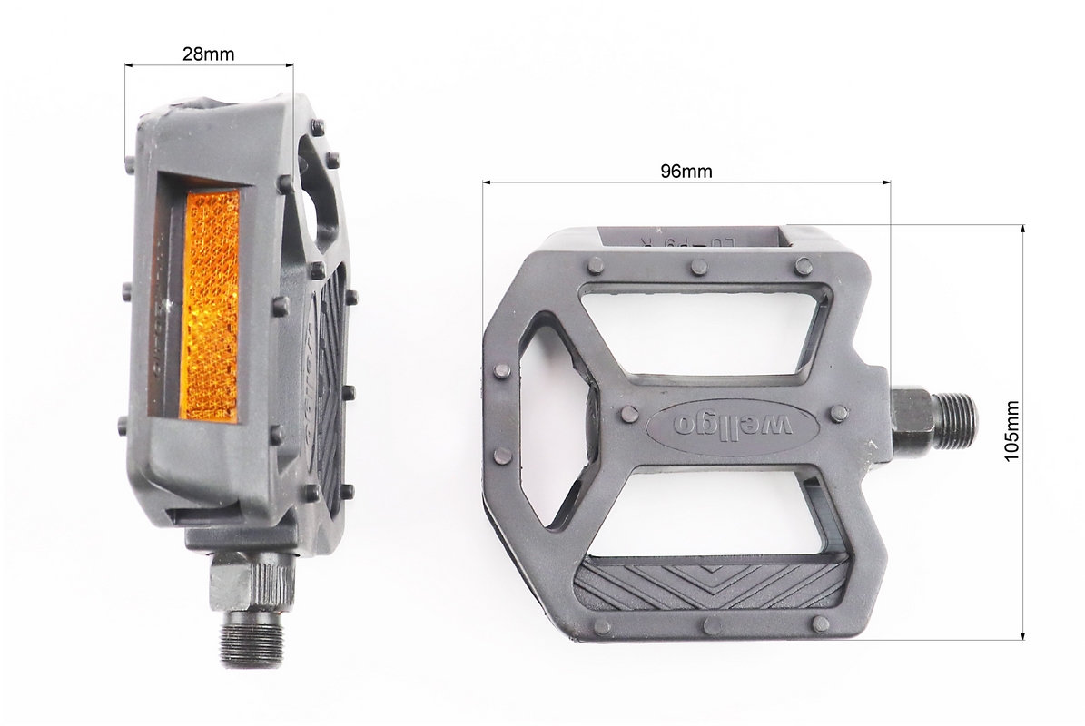 Педалі BMX 9/16" (108x105x28mm) пластикові, чорні LU-P9 - Зображення 2