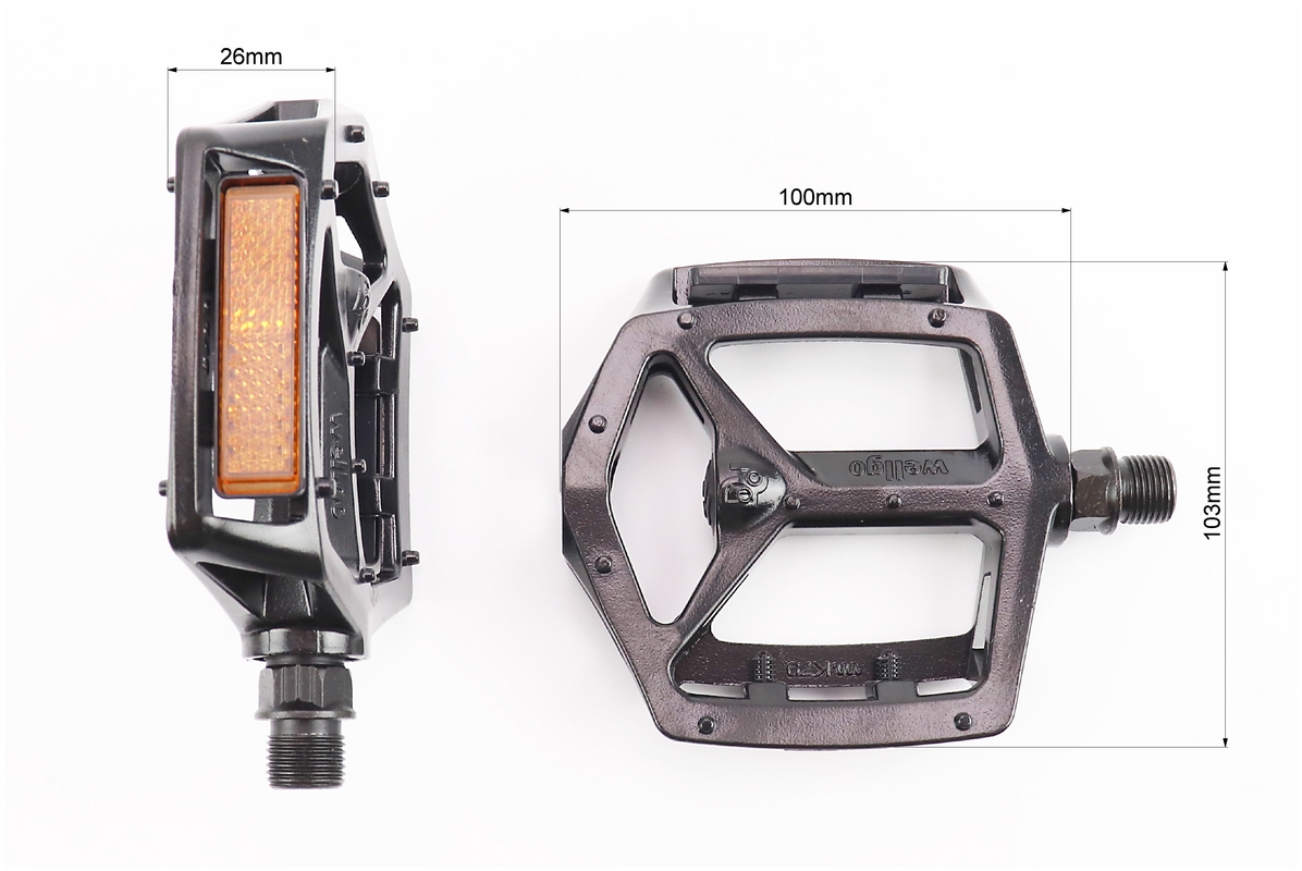 Педалі BMX 9/16" (111.5x102x22mm) алюмінієві, чорні VB-249DU - Зображення 2