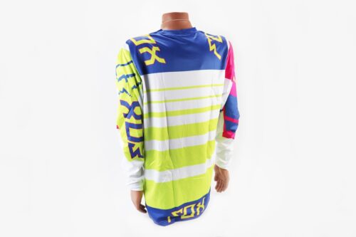 Футболка (Джерсі) чоловіча L-(Polyester 100%), довгі рукави, вільний крій, біло-синьо-салатова, НЕ оригінал - Зображення 2