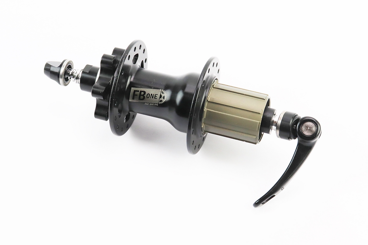 Втулка задняя MTB алюминиевая 14Gx32H под кассету 8-11зв, Disk-brake, 4 пром-подшипники 6001 2RS, крепл. эксцентрик, чёрная FB-A292В