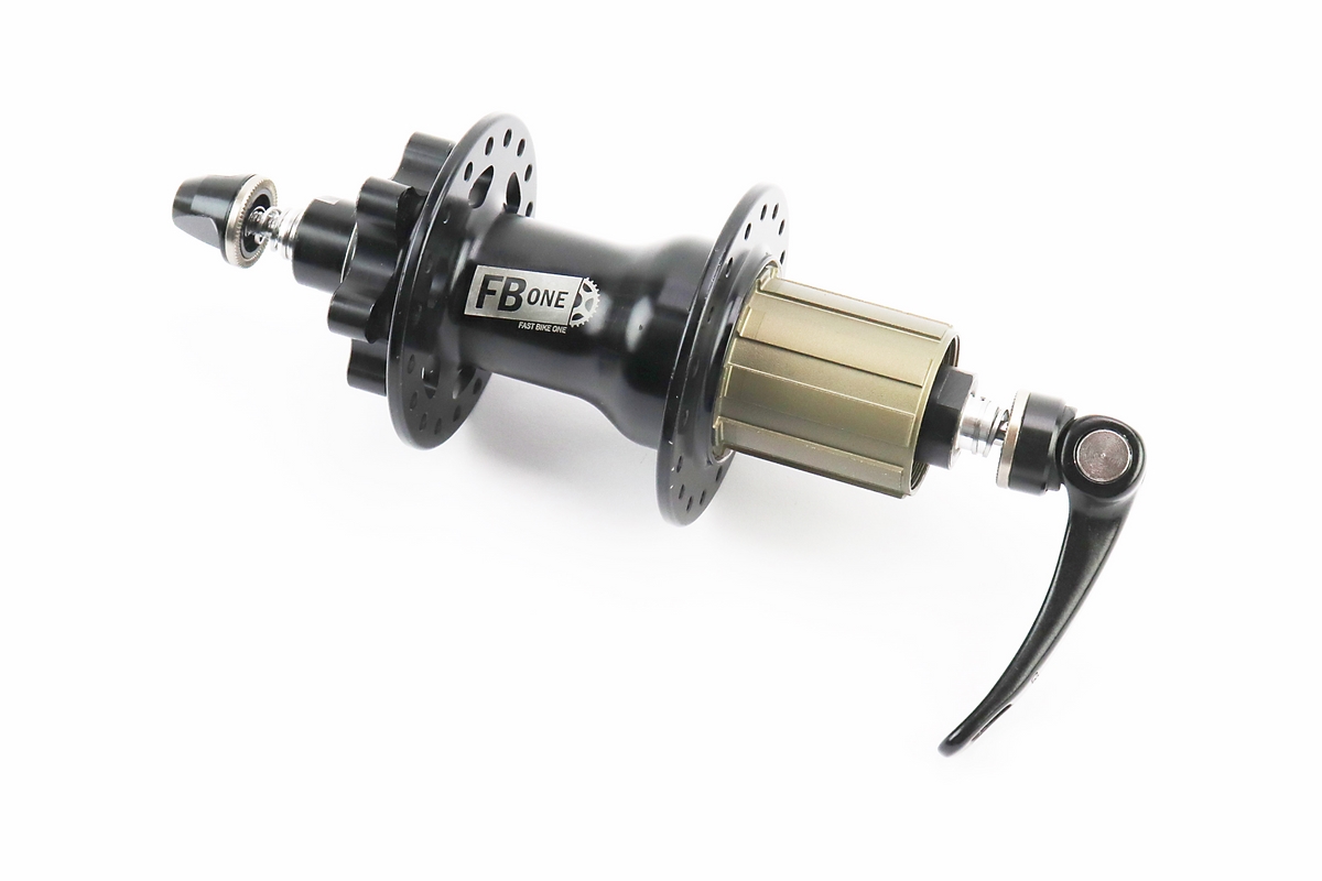 Втулка задняя MTB алюминиевая 14Gx36H под кассету 8-11зв, Disk-brake, 4 пром-подшипники 6001 2RS, крепл. эксцентрик, чёрная FB-A292В