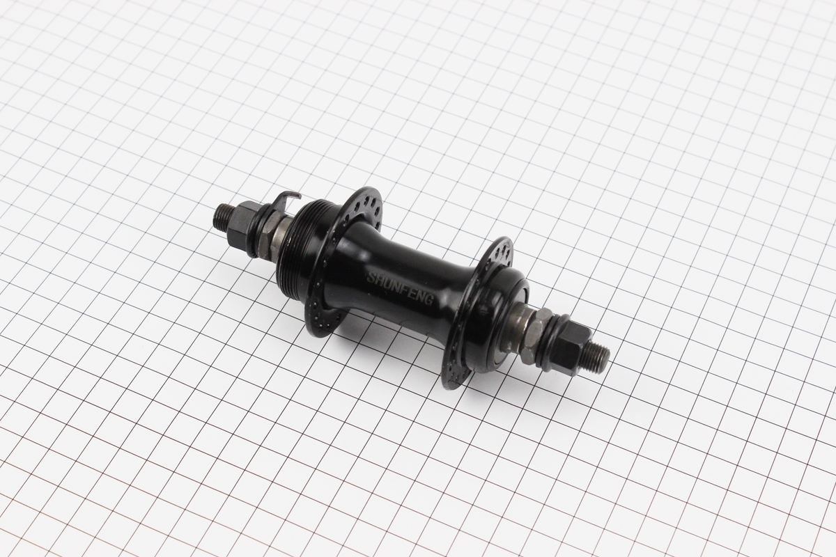 Втулка передня MTB 14Gx36H, Disk-brake (різьба), кріпл. гайка, чорна SF-A07F