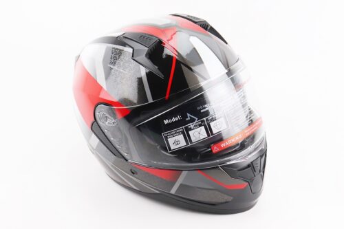 Шолом інтеграл, закритий (сертифікація DOT)+відкидні окуляри BLD-M67 L (59-60см), ЧОРНИЙ/ЧЕРВОНО-СІРИЙ