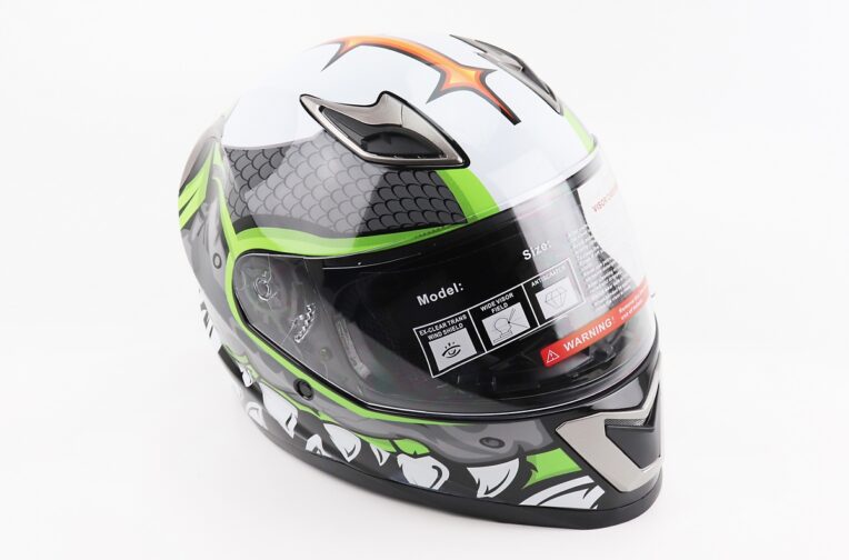 Шлем интеграл, закрытый BLD-M62 М (57-58см), СЕРЫЙ/НЕОНОВО-ЗЕЛЕНЫЙ “T-Rex”