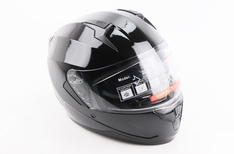 Шолом інтеграл, закритий (сертифікація DOT)+відкидні окуляри BLD-M67 L (59-60см), ЧОРНИЙ глянець