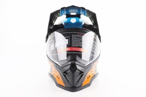Шлем кроссовый/эндуро/АТV со стеклом BLD-819-7  М (57-58см), ЧЕРНЫЙ/ЖЕЛТО-СИНИЙ — изображение 4