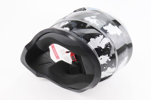 Шлем кроссовый/эндуро/АТV со стеклом BLD-819-7 М (57-58см),  ЧЕРНЫЙ/СЕРО-СИНИЙ — изображение 2