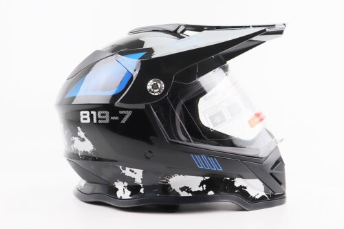 Шлем кроссовый/эндуро/АТV со стеклом BLD-819-7 М (57-58см),  ЧЕРНЫЙ/СЕРО-СИНИЙ — изображение 3