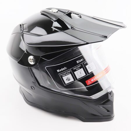 Шлем кроссовый/эндуро/АТV со стеклом BLD-819-7 М (57-58см), ЧЕРНЫЙ глянец