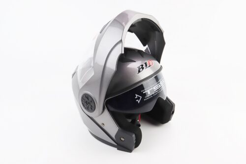 Шлем модуляр, закрытый с откидным подбородком+откидные очки BLD-159 L (59-60см), СЕРЫЙ глянец — изображение 2