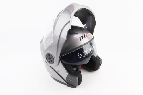 Шлем модуляр, закрытый с откидным подбородком+откидные очки BLD-159 М (57-58см), СЕРЫЙ глянец — изображение 2