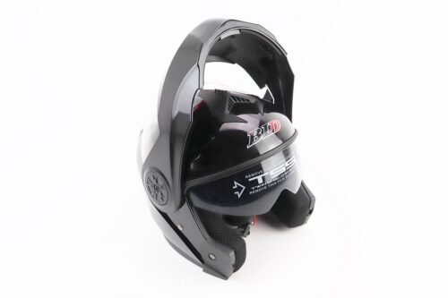 Шлем модуляр, закрытый с откидным подбородком+откидные очки BLD-159 М (57-58см), ЧЕРНЫЙ глянец — изображение 2