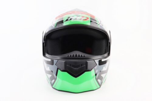 Шлем модуляр, закрытый с откидным подбородком+откидные очки BLD-159 S (55-56см), ЧЕРНО-ЗЕЛЕНЫЙ — изображение 7