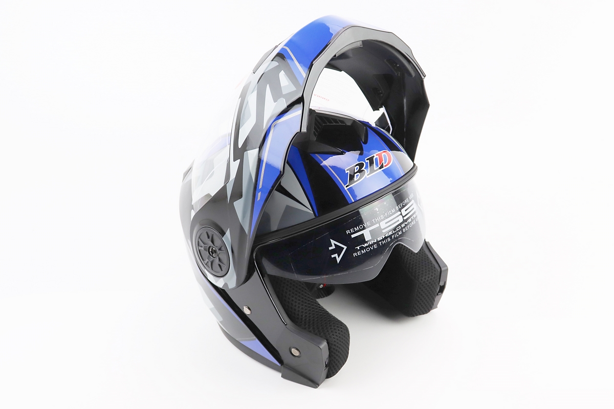 Шолом модуляр, закритий з відкидним підборіддям+відкидні окуляри BLD-159 L (59-60см), ЧОРНО-СИНІЙ - Зображення 2