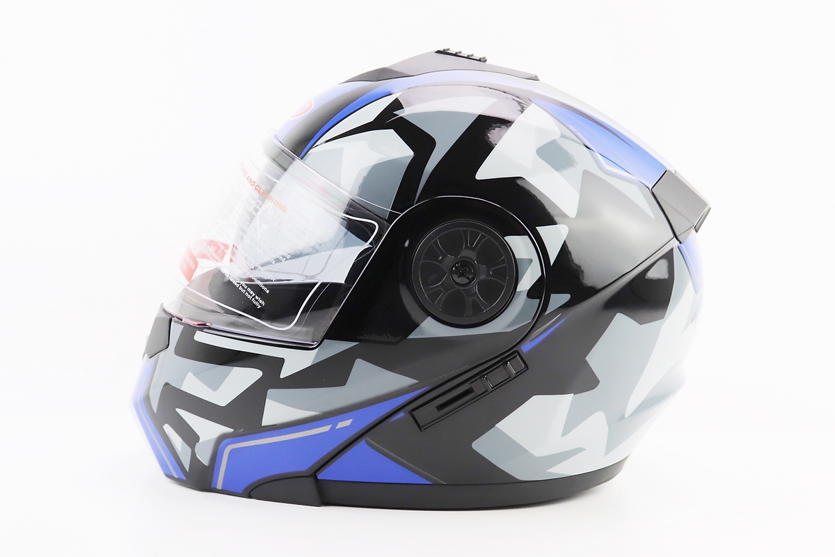 Шолом модуляр, закритий з відкидним підборіддям+відкидні окуляри BLD-159 L (59-60см), ЧОРНО-СИНІЙ - Зображення 4