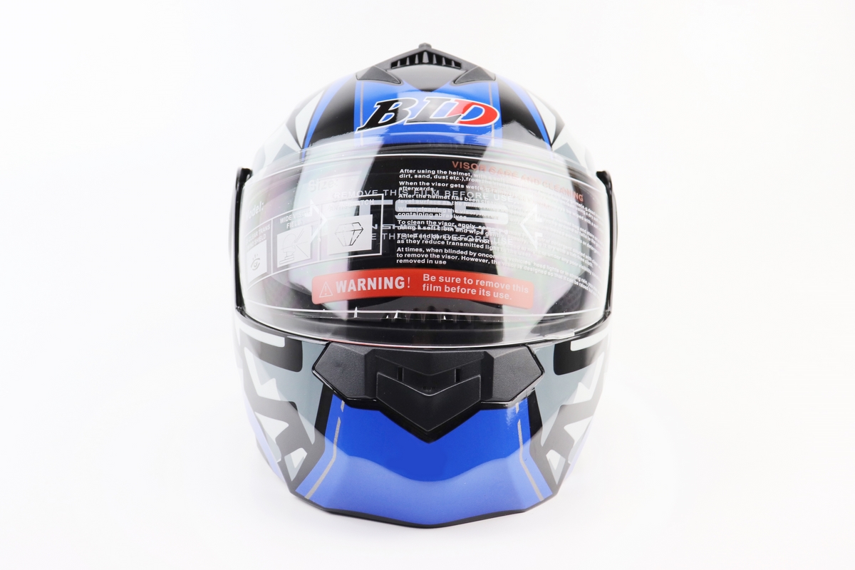 Шолом модуляр, закритий з відкидним підборіддям+відкидні окуляри BLD-159 S (55-56см), ЧОРНО-СИНІЙ - Зображення 5