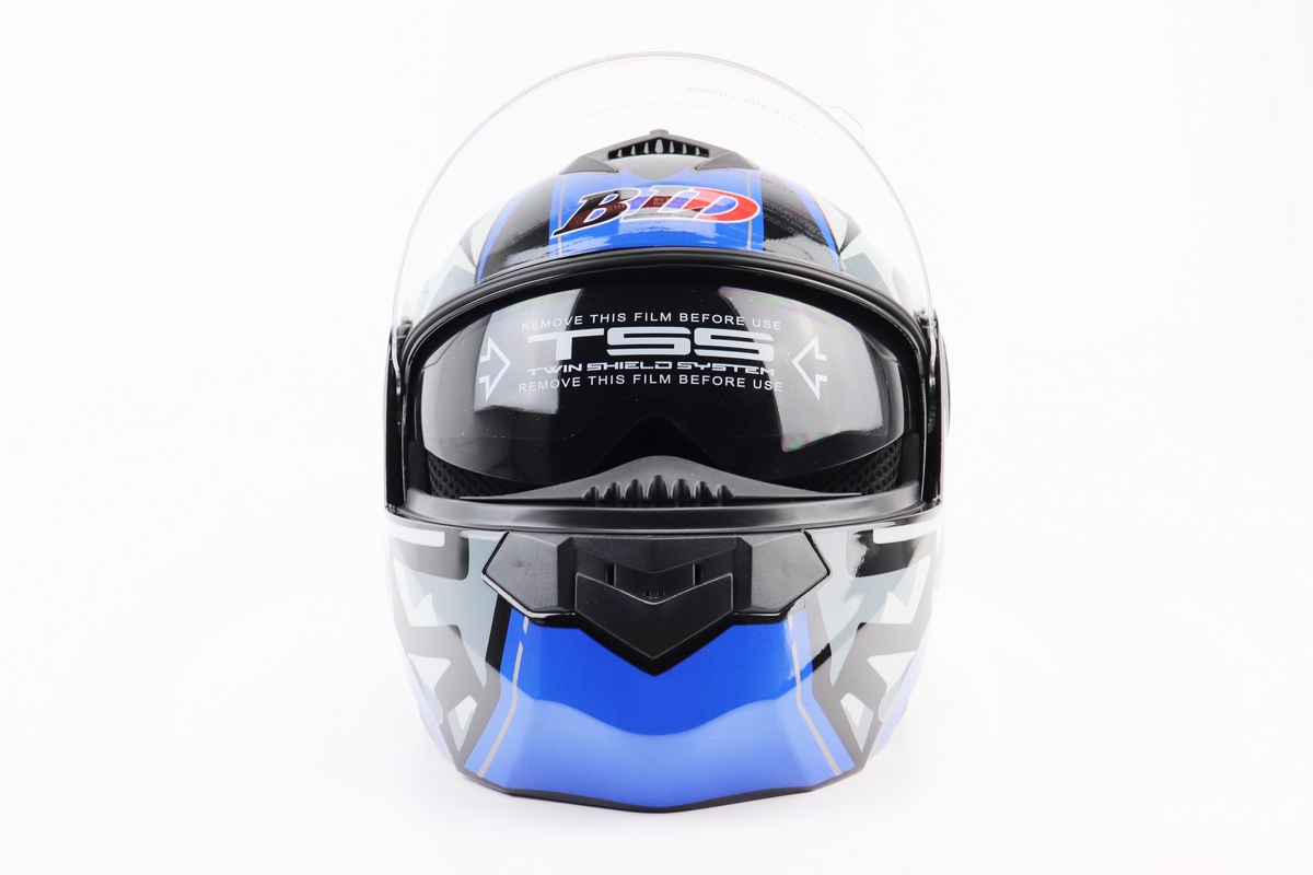 Шолом модуляр, закритий з відкидним підборіддям+відкидні окуляри BLD-159 S (55-56см), ЧОРНО-СИНІЙ - Зображення 6