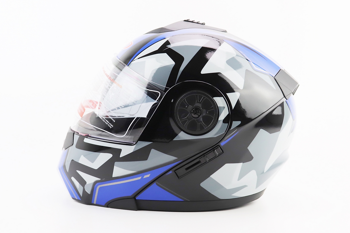 Шолом модуляр, закритий з відкидним підборіддям+відкидні окуляри BLD-159 М (57-58см), ЧОРНО-СИНІЙ - Зображення 4