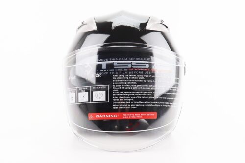 Шолом відкритий+відкидні окуляри BLD-708 S (55-56см), ЧОРНИЙ глянець - Зображення 4