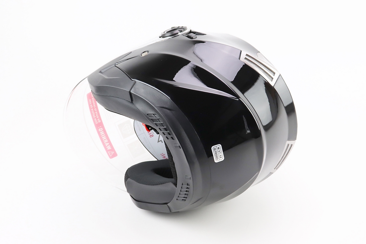 Шлем открытый+откидные очки BLD-708 М (57-58см), ЧЕРНЫЙ глянец — изображение 3