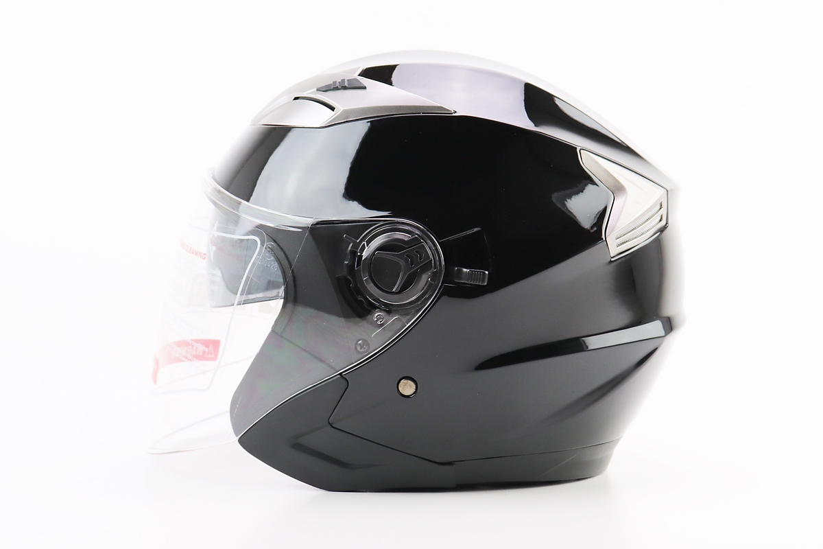 Шлем открытый+откидные очки BLD-708 М (57-58см), ЧЕРНЫЙ глянец — изображение 4
