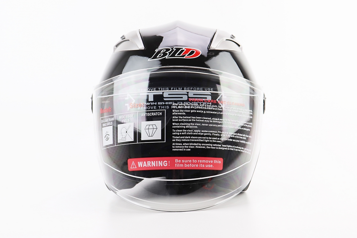 Шлем открытый+откидные очки BLD-708 М (57-58см), ЧЕРНЫЙ глянец — изображение 5