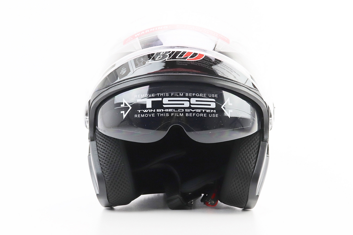 Шлем открытый+откидные очки BLD-708 М (57-58см), ЧЕРНЫЙ глянец — изображение 6